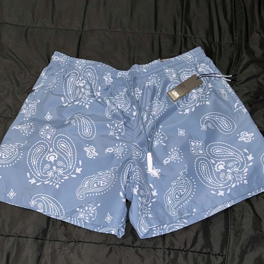 Blue Paisley Swim Shorts